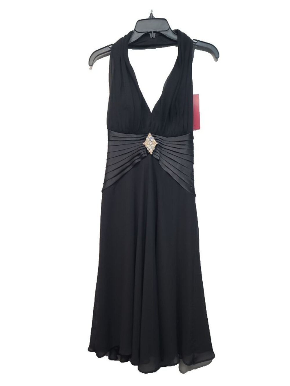 JS COLLECTIONS Black Rhinestone Halter Gown Dress Size 8 NWT